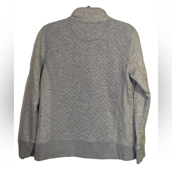 LL Bean Women’s Quilted Quarter Zip Pullover Kangaroo Pocket Sweater Size M Gray - Picture 2 of 11